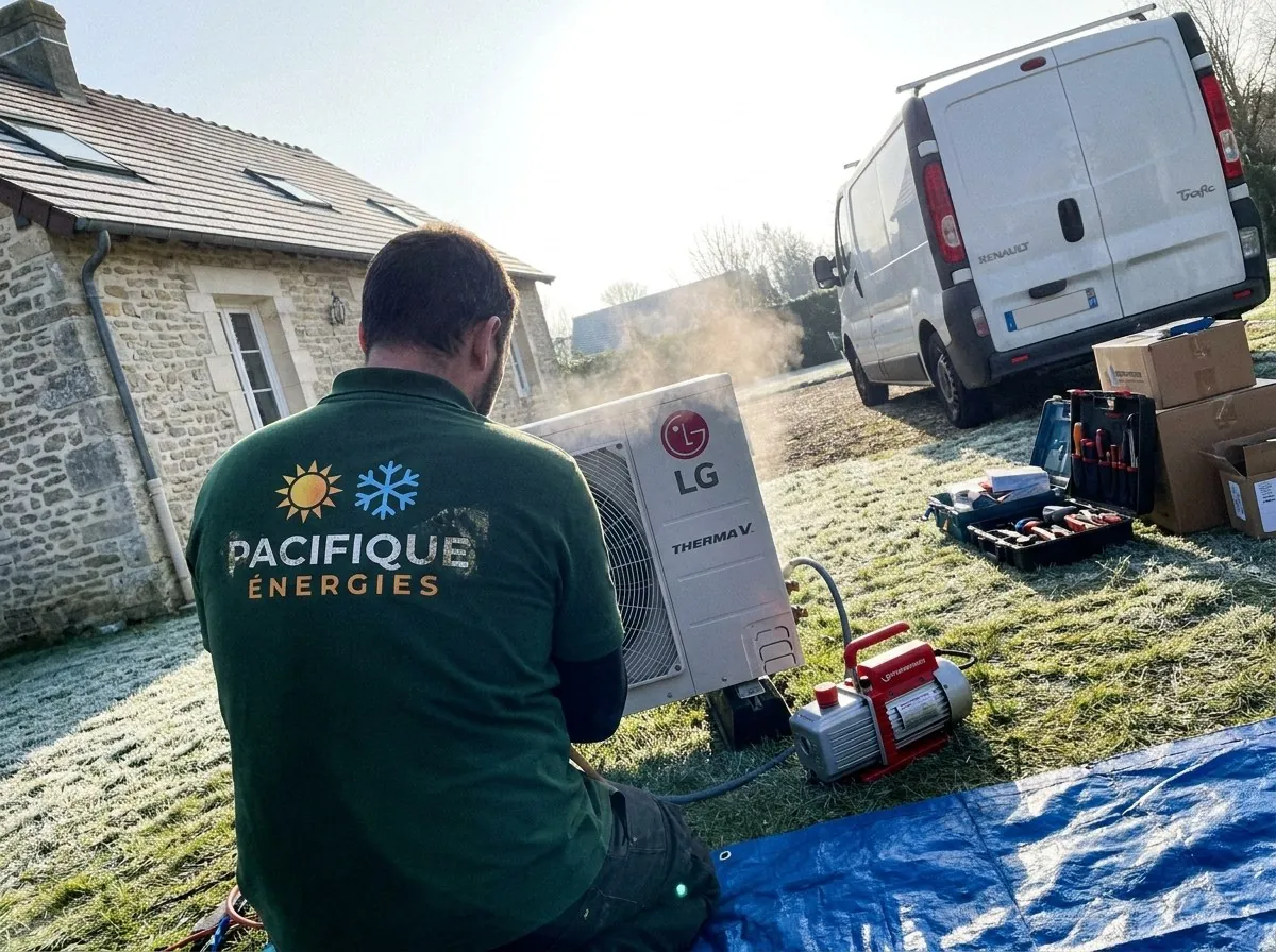 Chantier en cours à Senlis, équipe Pacifique Énergies
